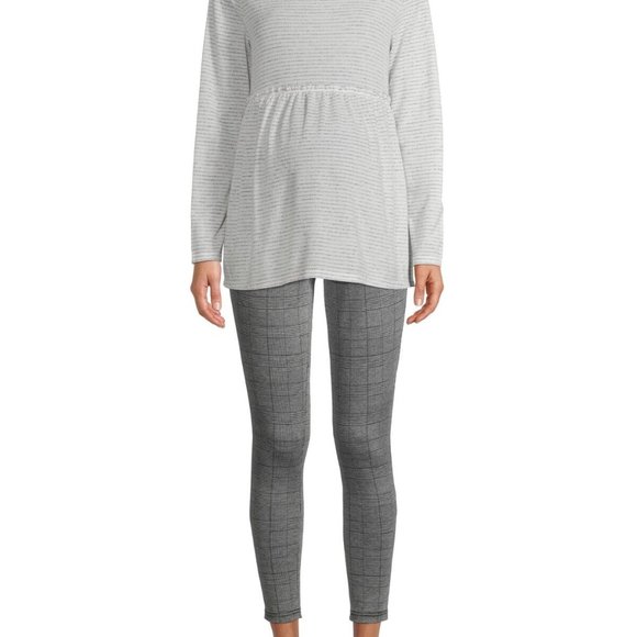 Time & True Womens Maternity Jeggings Size S-XL Gray Plaid Soft & Comfortable - Picture 3 of 8